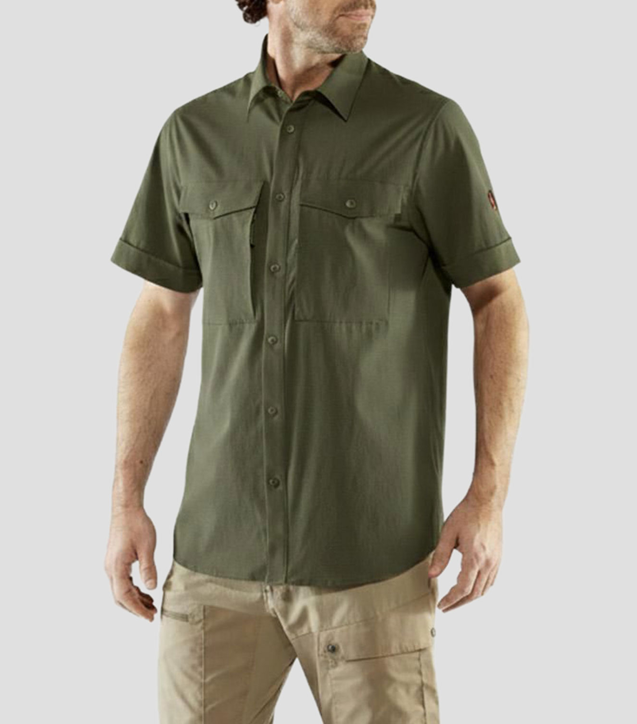 Camisa lisa con manga corta Hombre
